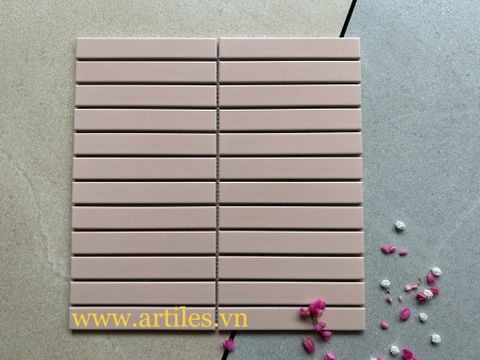  Gạch mosaic thanh que màu hồng mờ ArtM337 