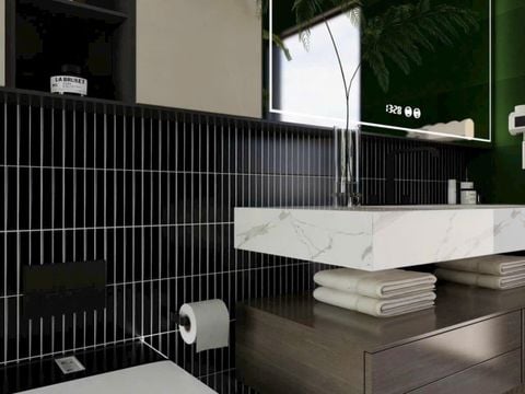  Gạch mosaic que đũa màu đen 