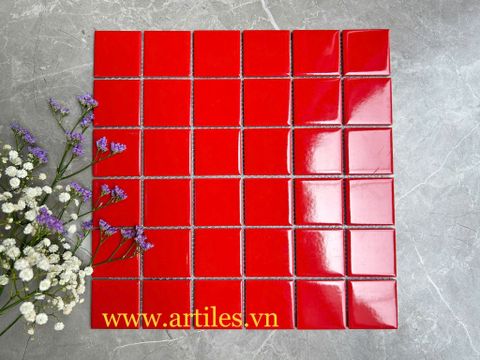  Gạch mosaic màu đỏ bóng 48x48mm Art16 