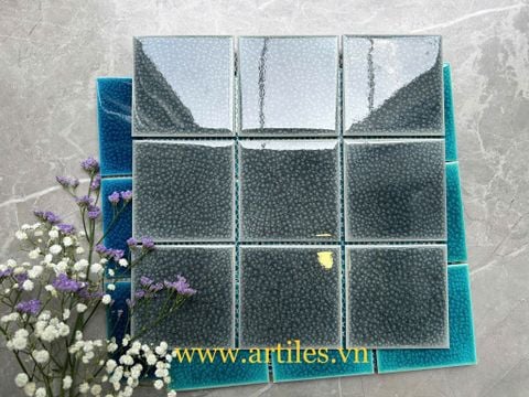 Gạch Mosaic Gốm Men Rạn 2 Lớp Màu Xám ArtM1056 