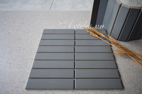  Gạch mosaic thanh que màu xám đậm 