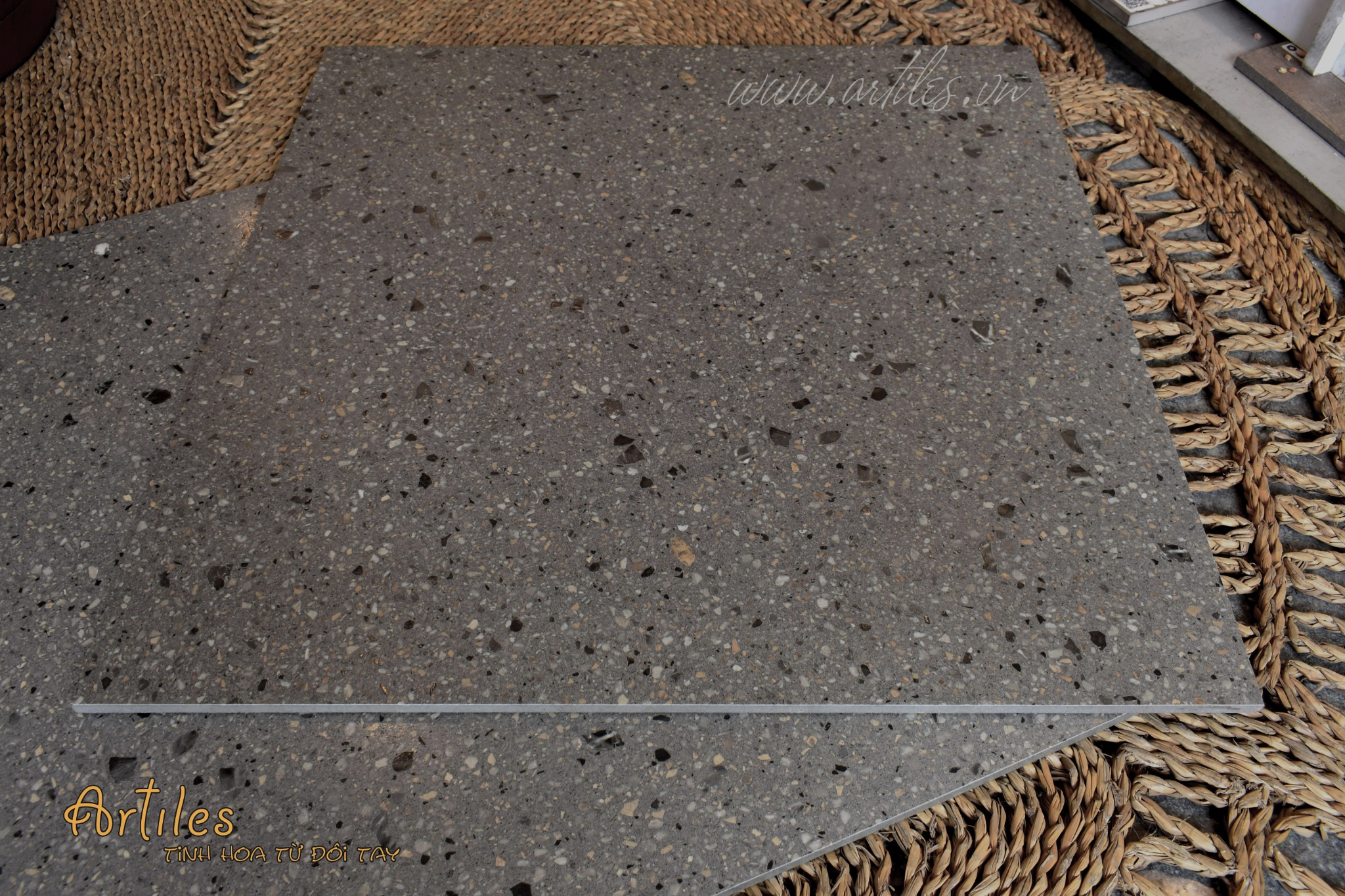 Gạch đá mài chất lượng hạt xám đen Art6060 - 10GT