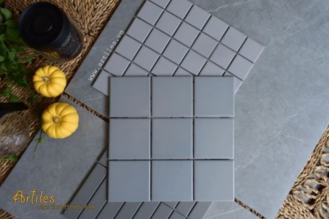  Gạch Mosaic 10x10 Men Mờ Màu Xám 