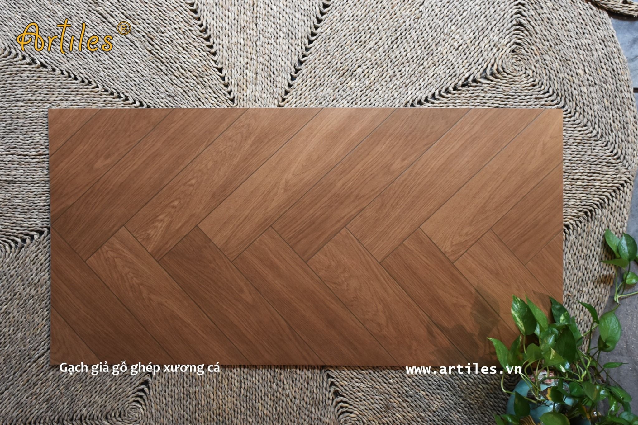 Gạch Vân Gỗ xương cá 60x120cm chất lượng ArtE04