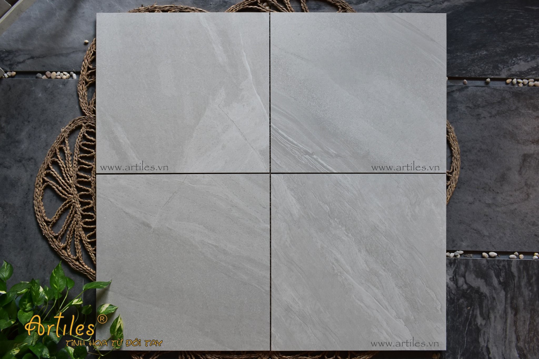 Gạch lát nền màu xám sáng 60x60cm
