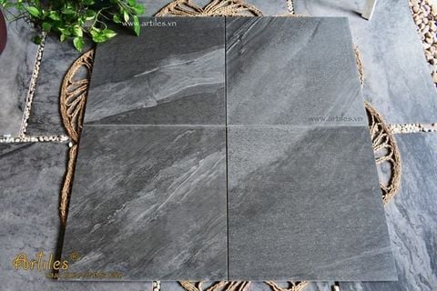  Gạch mờ 60x60 vân đá xám đen 