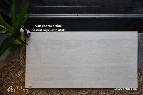  Gạch vân đá travertine 60x120cm màu kem 