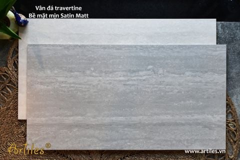  Gạch vân đá travertine 60x120cm màu xám 