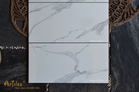  Gạch bóng kiếng 40x80 màu trắng vân khói W807 