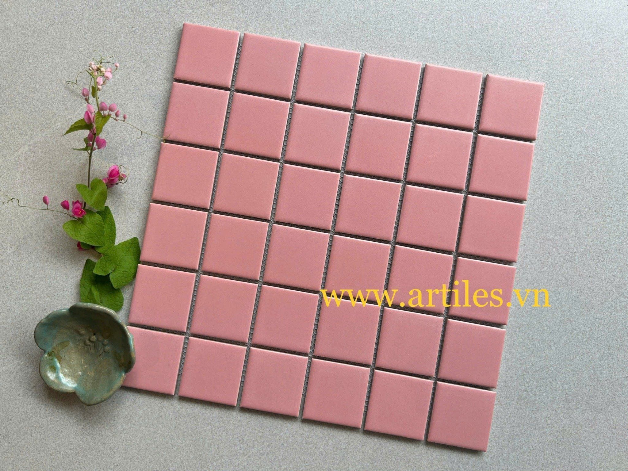 Gạch mosaic màu hồng mờ ArtM4805