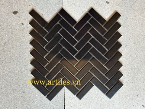  Mosaic xương cá màu đen mờ ArtM419 