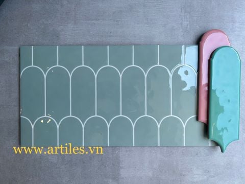  Gạch ốp tường 30x60cm lông vũ màu xanh nhạt 