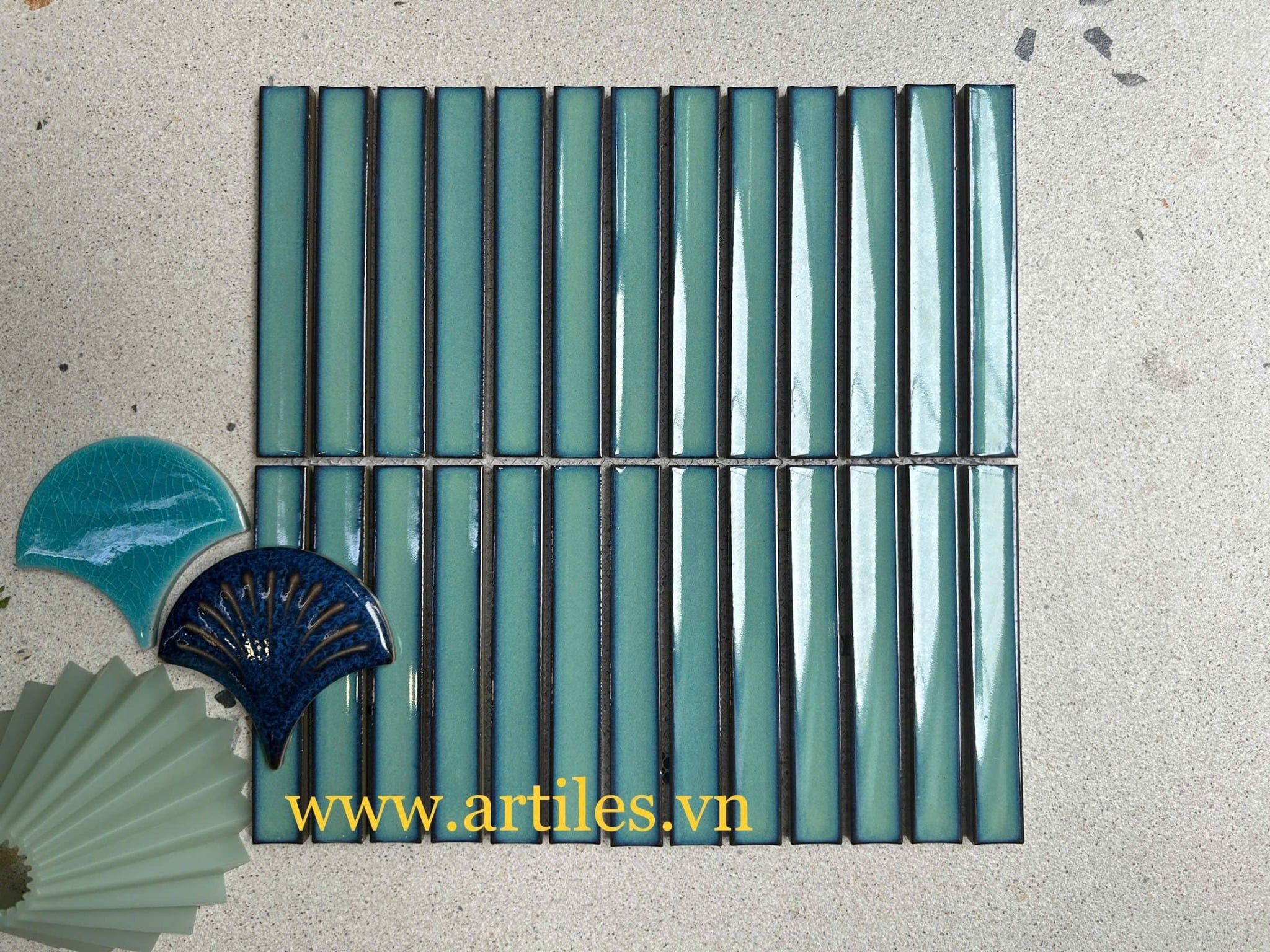 Gạch Mosaic Que Đũa Màu Xanh Ngọc