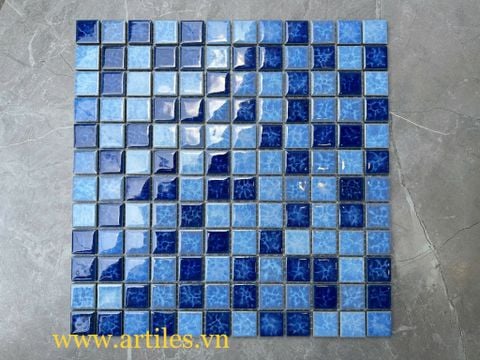  Gạch mosaic gốm sứ mix màu xanh ArtM253 