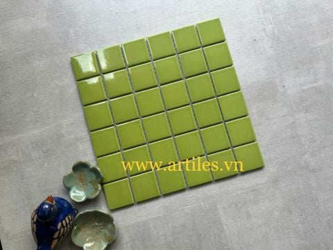  Gạch mosaic xanh lá bóng 