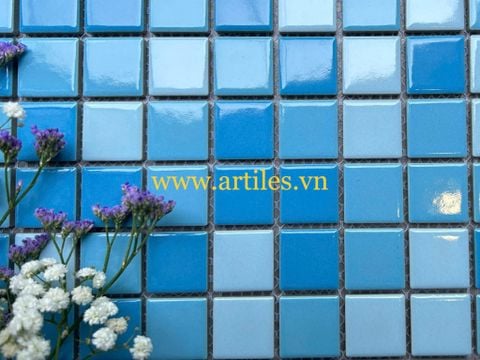  Gạch mosaic gốm sứ mix màu xanh ArtM257 