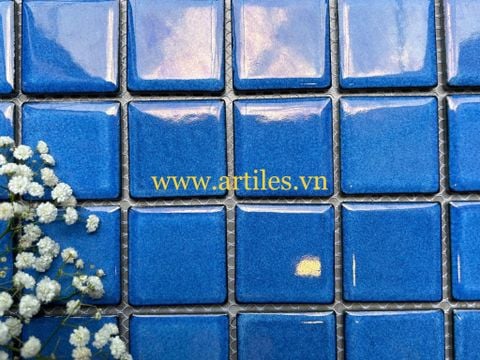  Gạch mosaic màu xanh dương  bóng ArtM975 