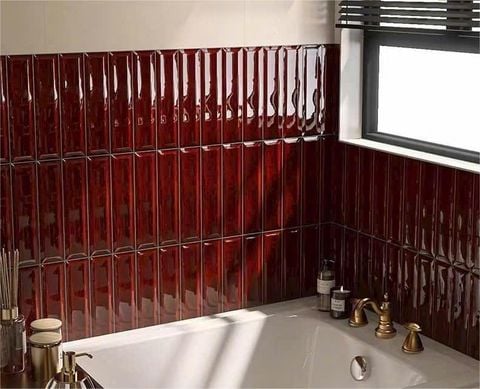  Gạch thẻ lõm vát cạnh màu đỏ rượu ( đỏ bọc đô) 