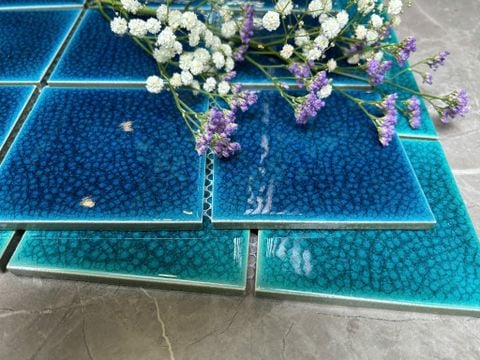  Gạch Mosaic 10x10 Men Rạn Màu Xanh Dương Đậm ArtM1020 