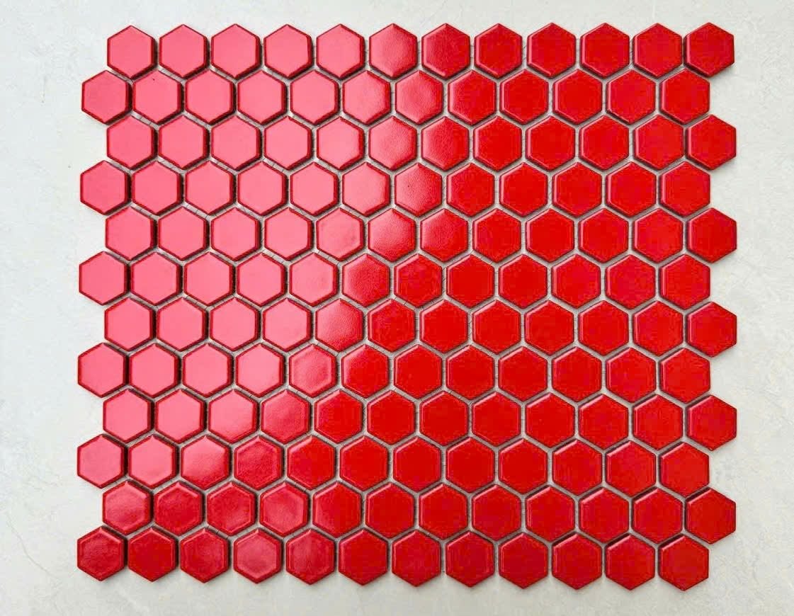 Gạch mosaic lục giác màu đỏ