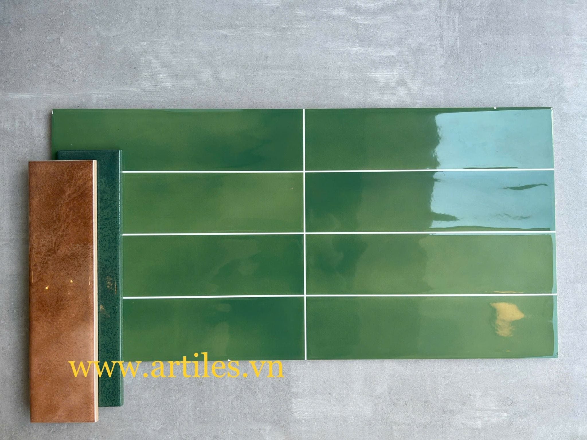 Gạch ốp tường giả gạch thẻ màu xanh Art806B