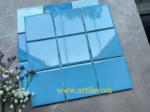  Gạch Mosaic 10x10 Men Bóng Màu Xanh Biển Art704 