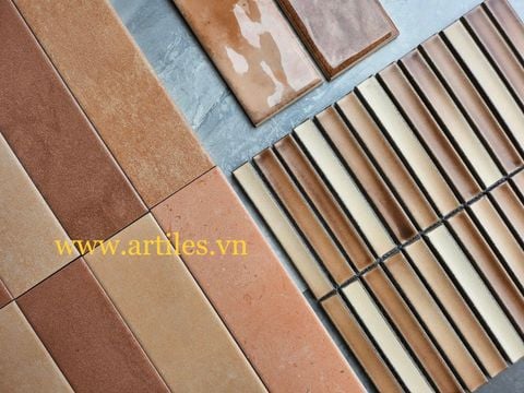  Gạch mosaic que đũa  màu nâu đất 