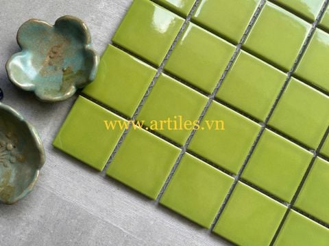  Gạch mosaic xanh lá bóng 