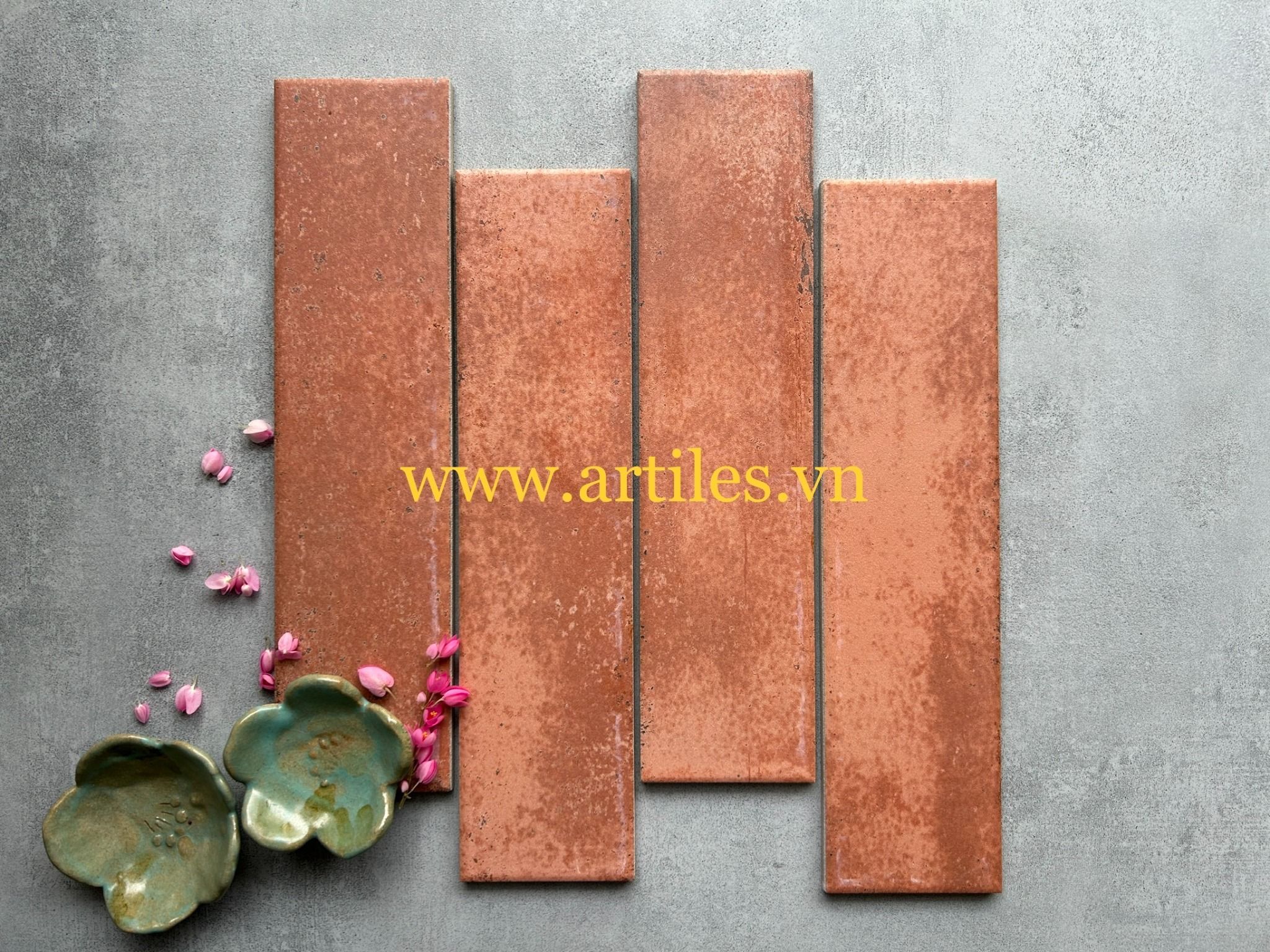 Gạch thẻ cam loang nhám mờ ArtG22