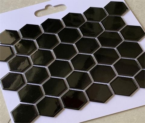  Gạch Mosaic Lục Giác Đen Bóng 