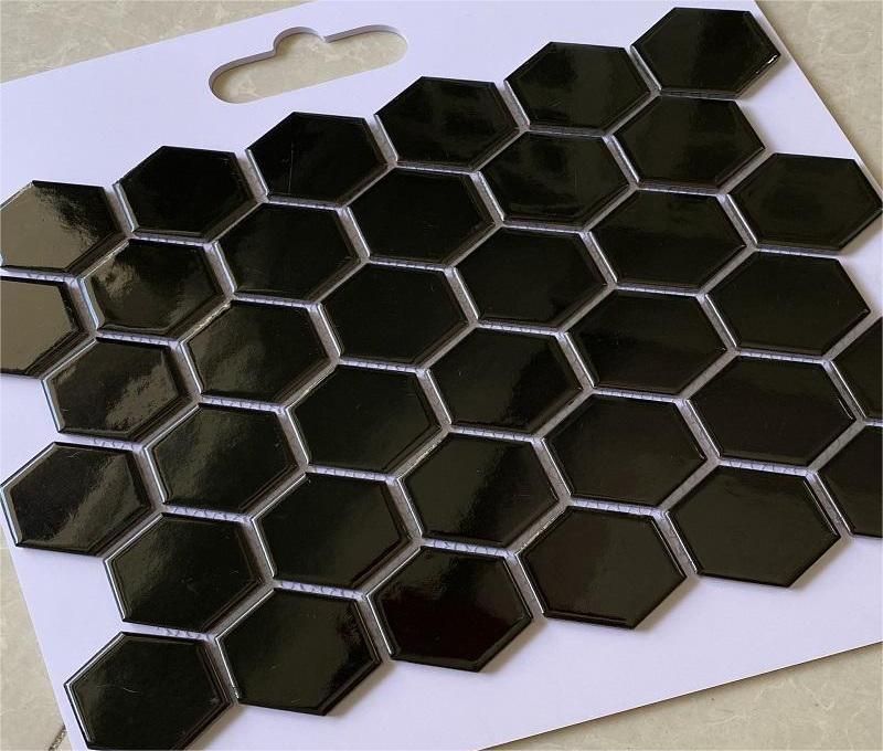 Gạch Mosaic Lục Giác Đen Bóng