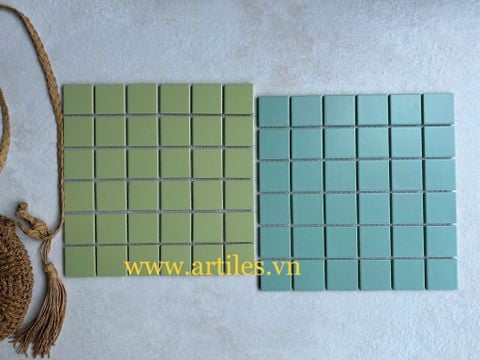  Gạch mosaic màu xanh lá 