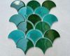 Gạch mosaic vảy cá men rạn mix màu xanh ArtM217