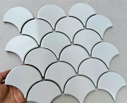  Gạch mosaic vảy cá trắng bóng ArtM23 
