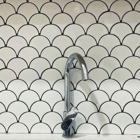  Gạch mosaic vảy cá trắng bóng ArtM23 