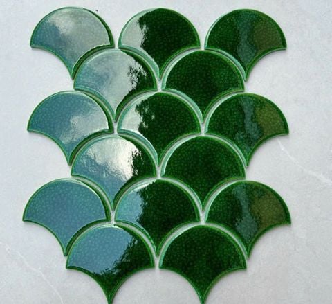  Gạch Mosaic Vảy Cá Rạn 2 lớp Xanh Lá ArtM8998 
