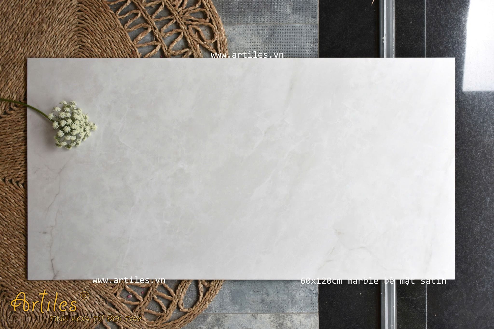 Gạch mờ mịn - gạch babyskin 60x120cm vân đá xám nhạt