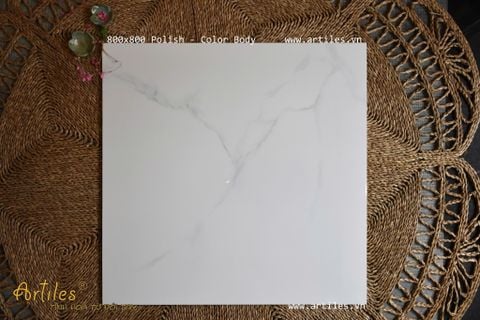  Gạch bóng kiếng 80x80 vân Marble trắng khói P010 