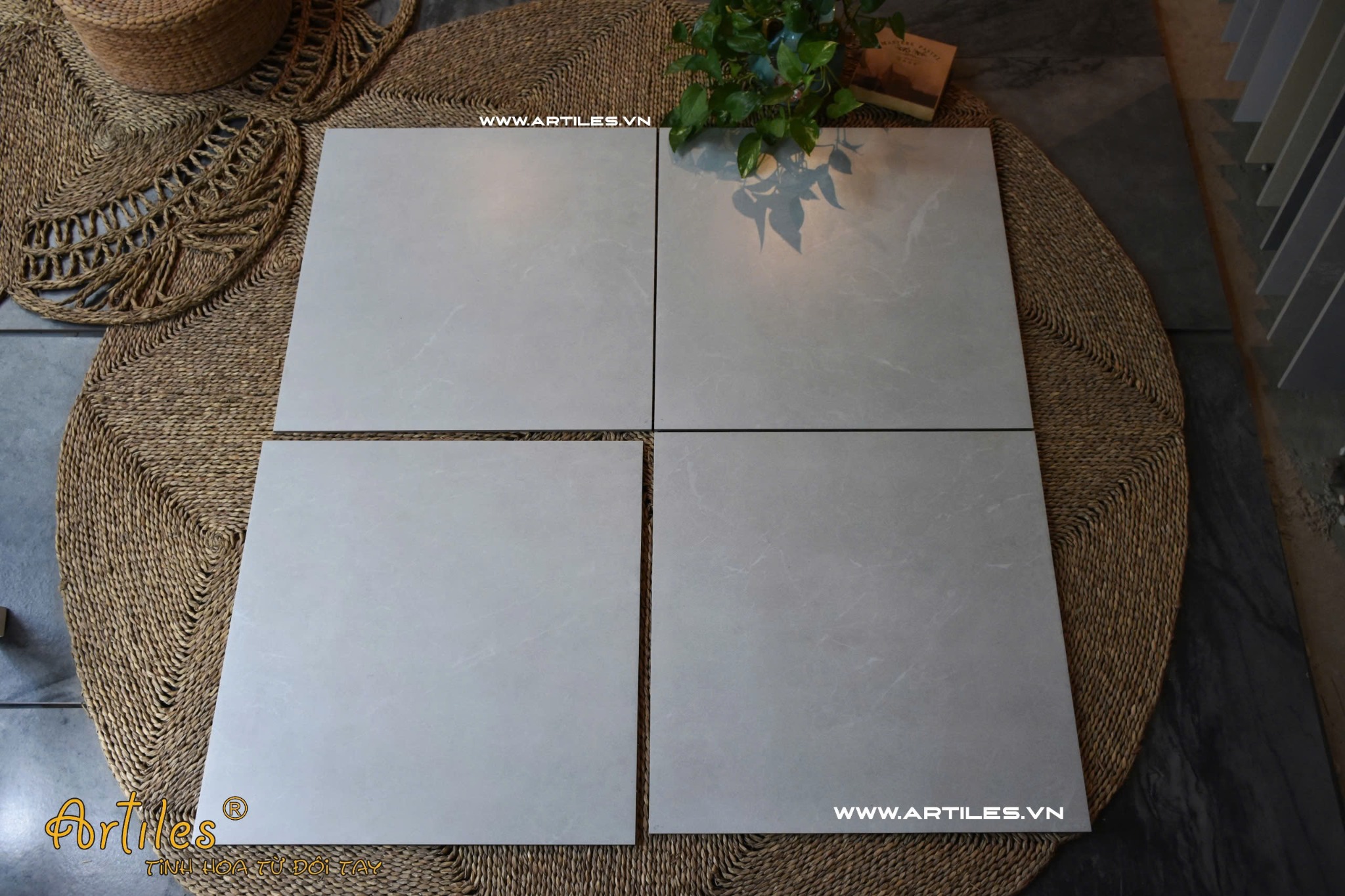 Gạch 60x60 màu xám trắng mờ ArtSM11