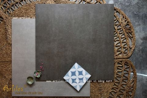  Gạch vân ximang xám đậm mờ 80x80cm Art022 