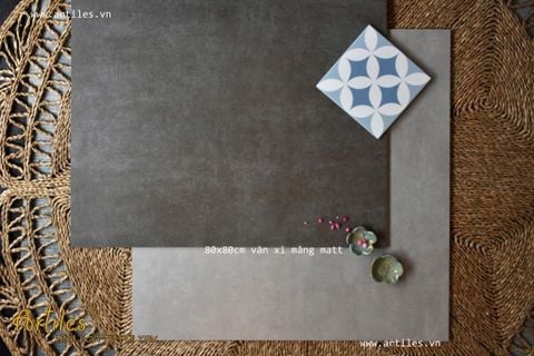  Gạch vân ximang xám đậm mờ 80x80cm Art022 