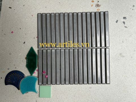  Gạch mosaic que men rạn màu xám ArtM223 