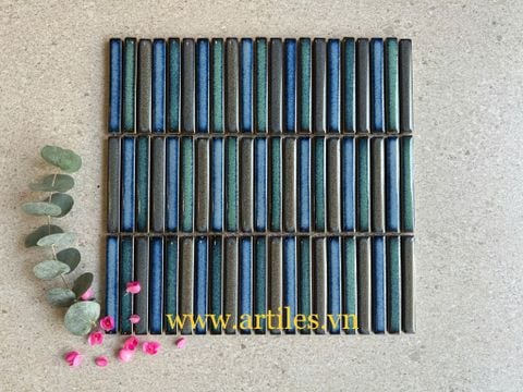  Gạch mosaic que men rạn mix màu ArtM008 