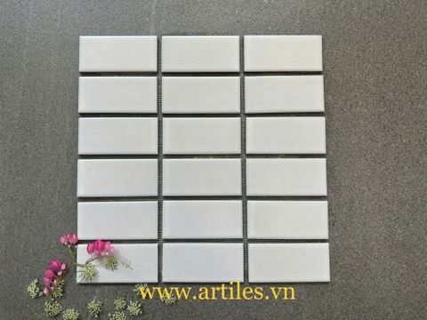  Mosaic chữ nhật màu trắng 45x95mm 