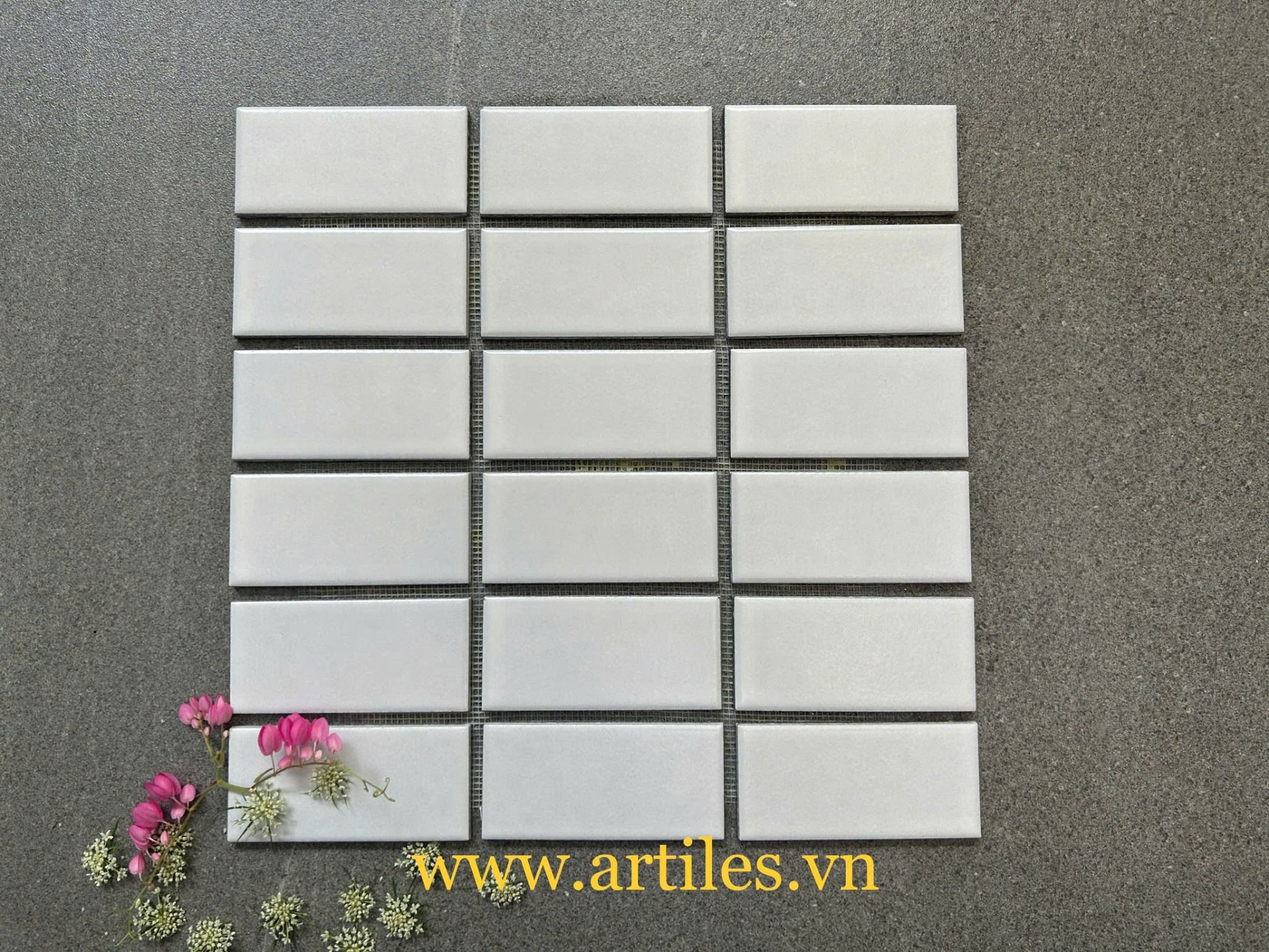Mosaic chữ nhật màu trắng 45x95mm