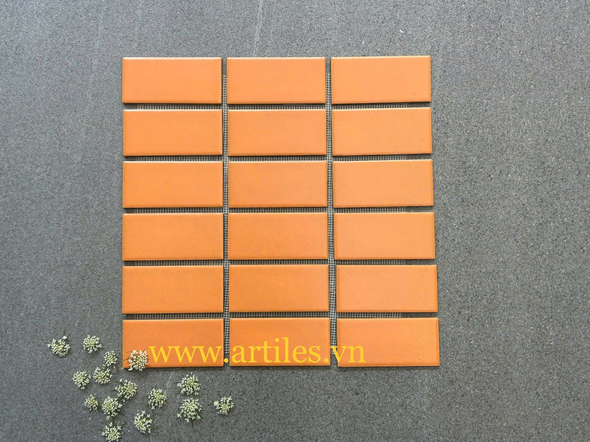 Mosaic chữ nhật màu cam 45x95mm