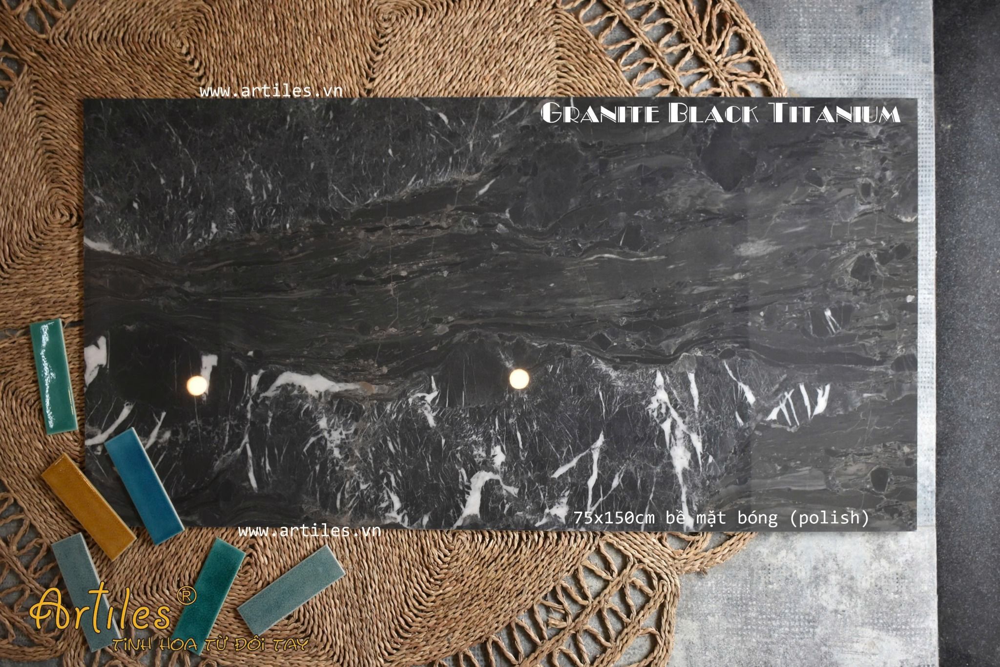 Gạch vân đá trắng nền đen 750x1500mm