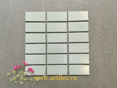  Mosaic chữ nhật màu xám xanh 45x95mm 