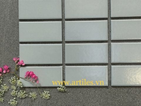  Mosaic chữ nhật màu xám xanh 45x95mm 