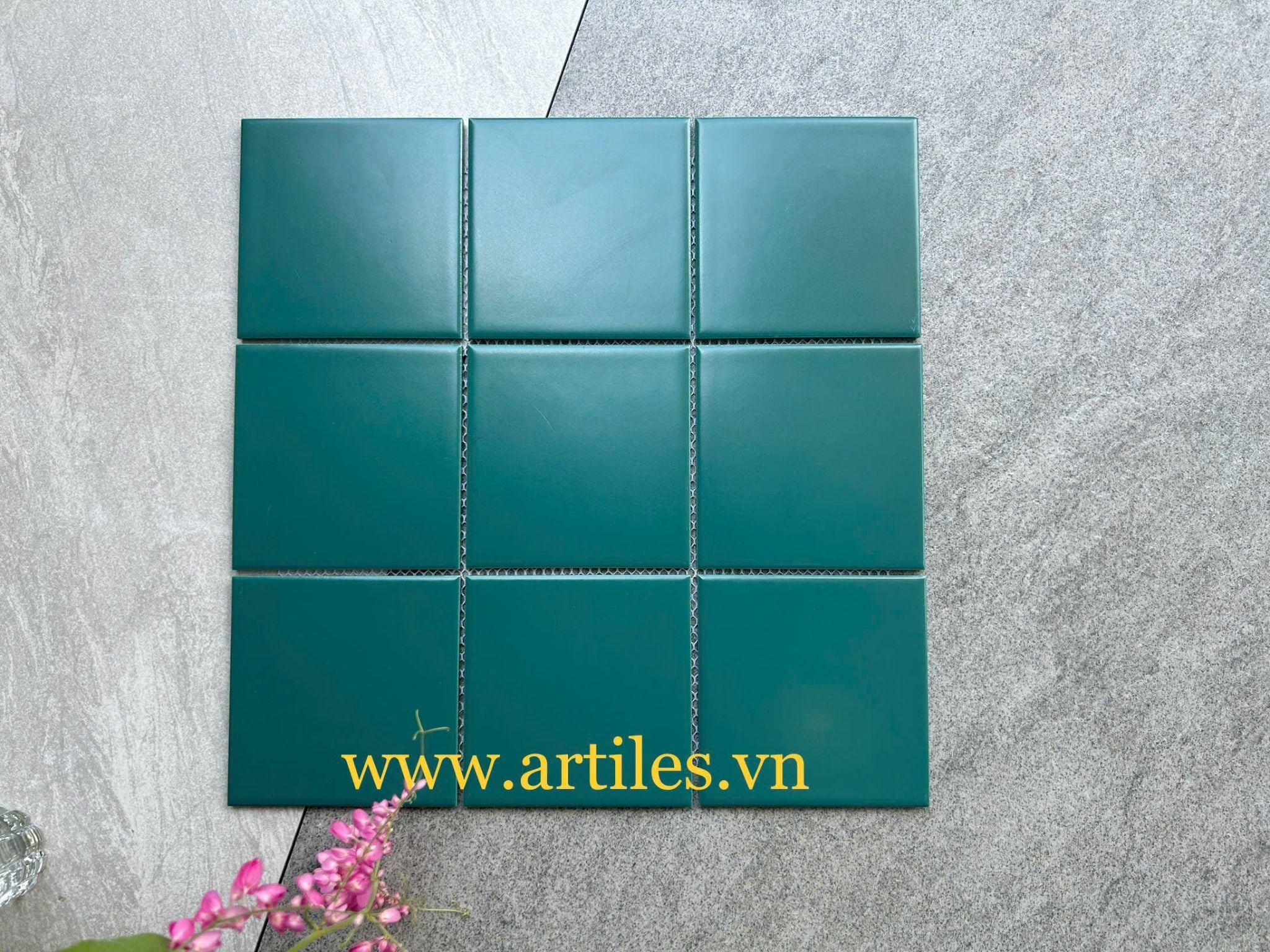 Gạch Mosaic 10x10 Men Mờ Màu Xanh Đậm Art911